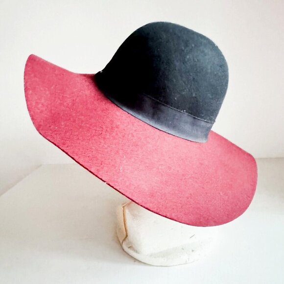 Genie by Eugenia Kim Two Tone Burgundy Black Wool Boho Hat - Picture 5 of 6